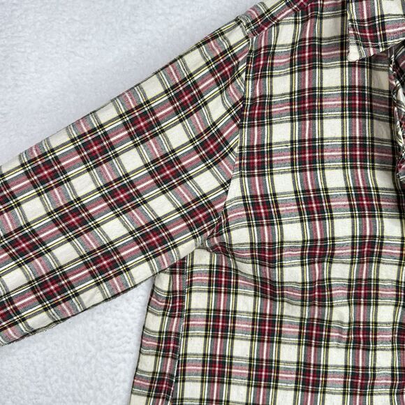 Soft Surroundings Plaid Ruffle Tunic Top Large 100% Cotton Button Front - Picture 4 of 13